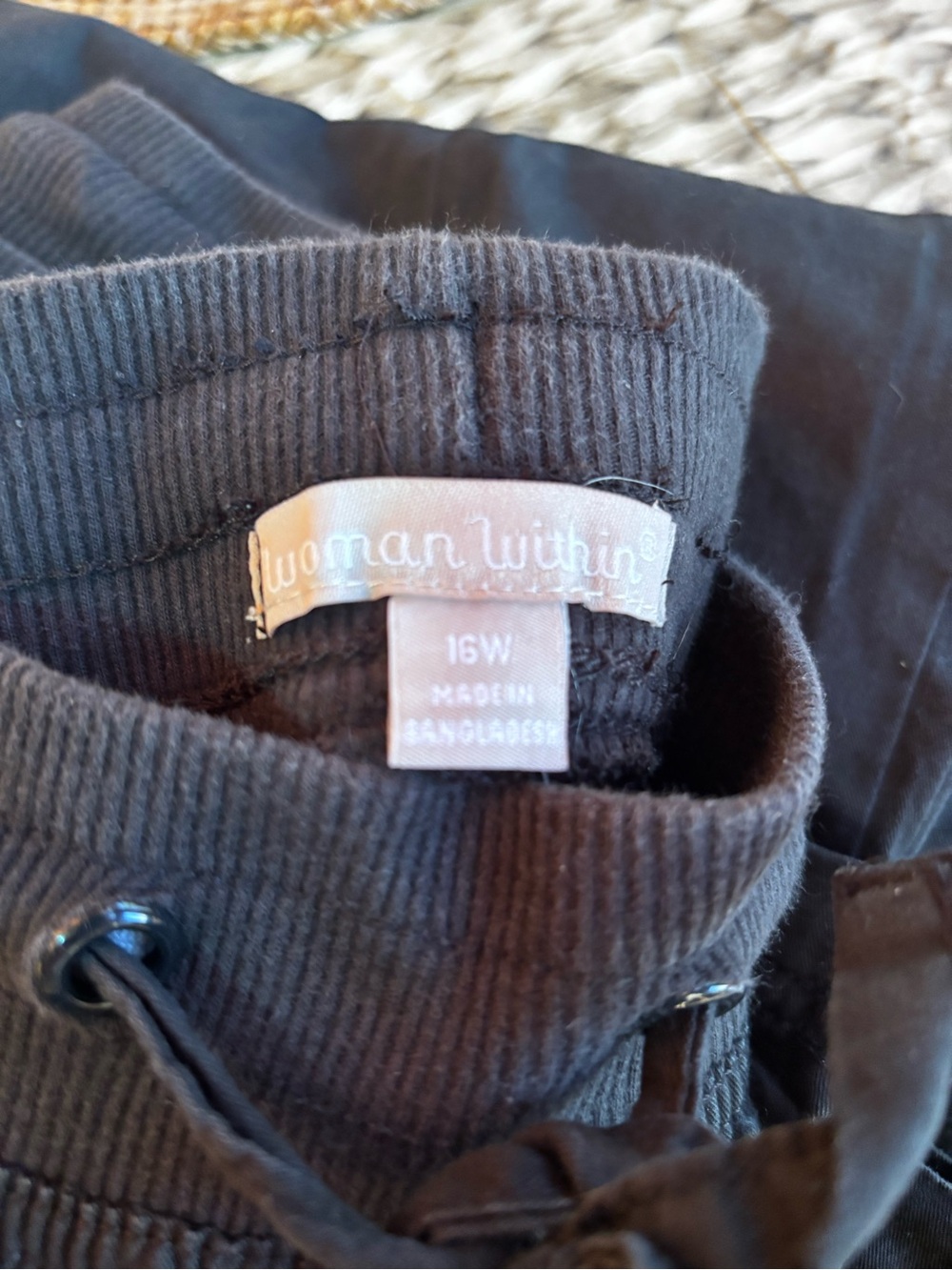 Woman Within Black Cargo Capris with Button Tab Hems - Picture 3 of 4